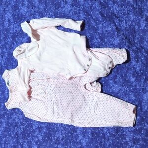 Baby Gap Pink romper/overall & collared onesie 6-12m